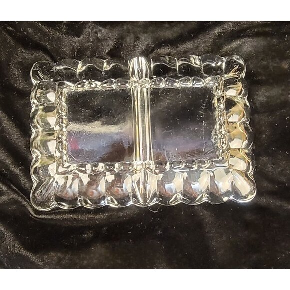 Vintage Clear Pressed Glass Divided Dish with Scalloped Edge - Picture 12 of 13